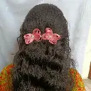 Organic Cotton Ribbon Hair Bow Clips for Girls & Women | Handmade Designer Pink Bow 