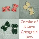 Combo of 3 Cute Grosgrain Bow Hair Clips for Girls & Women