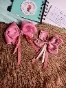 Elegant Pink Hair Bows for Girls & Women – Satin Ribbon Bow with Rhinestone Center + Glitter Net Bow with Pearl Accent (Set of 2)