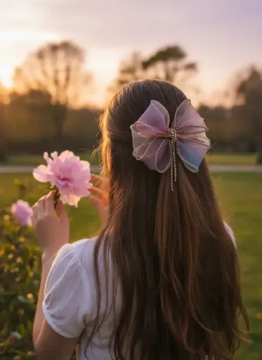 Multicolor Butterfly Hair Bow – Gradient Design with Bead Center