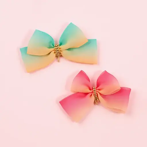 Stylish Gradient Bow Hair Clips for Girls & Women | Fancy Hair Accessories with Beads for Party, Wedding & Daily Wear