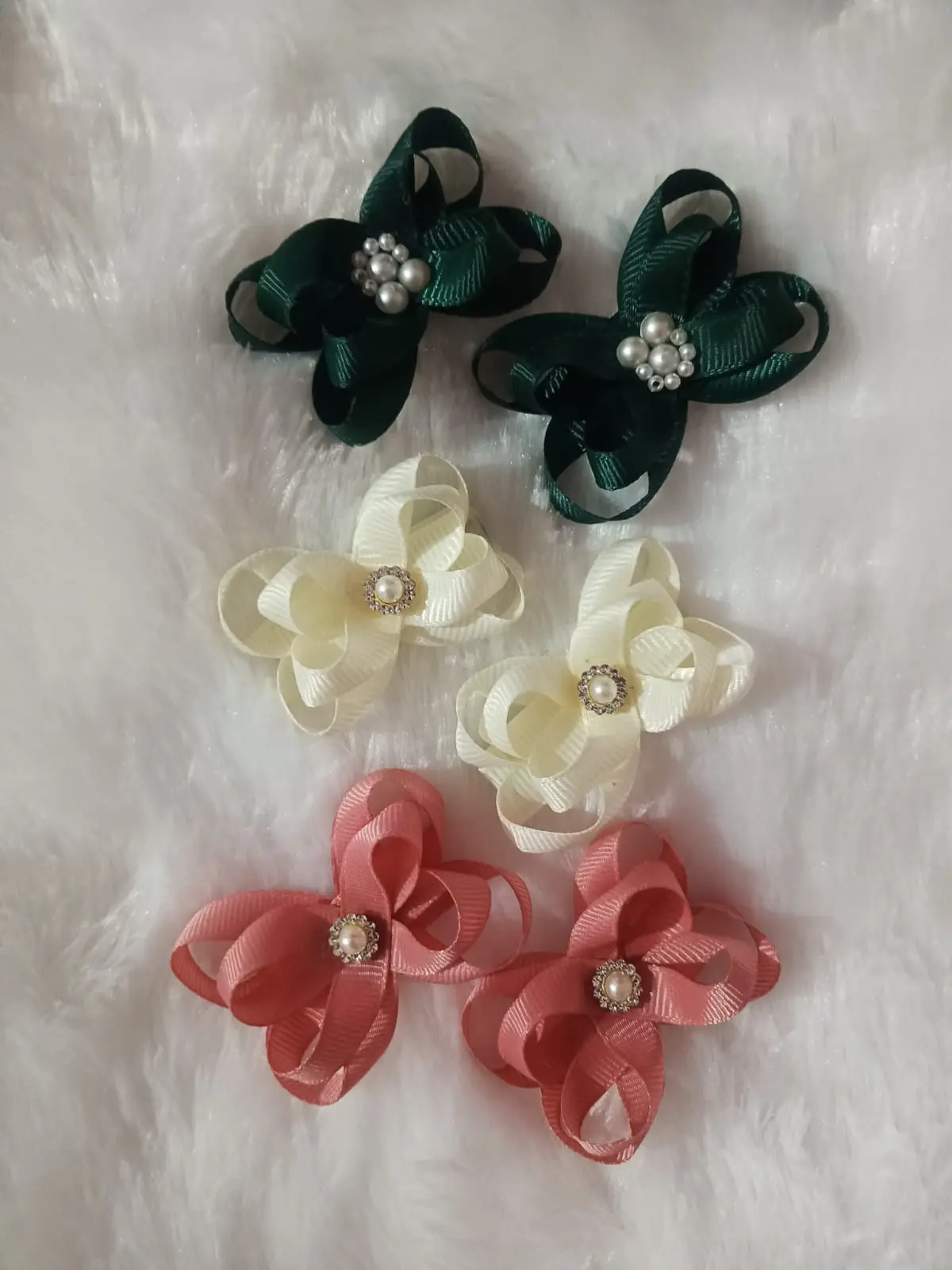 Combo of 3 Cute Grosgrain Bow Hair Clips for Girls & Women